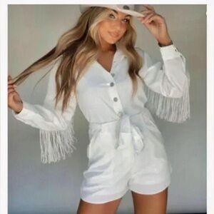 Black Fringe Romper NWOT